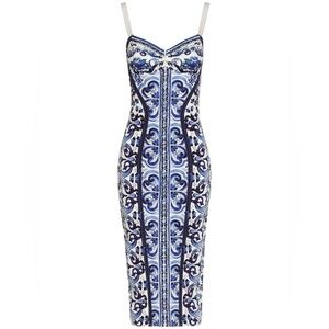 Dolce & Gabanna Majolica Print Bustier Dress